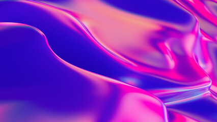 Abstract fluorescent liquid. Neon waves on the background. A beautiful futuristic scene. 3d rendering illustration not AI