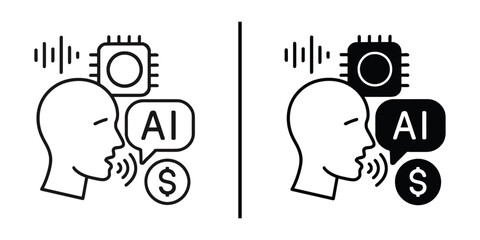 AI Speech Recognition: Capturing the essence of artificial intelligence and voice commands with a modern minimalist illustration