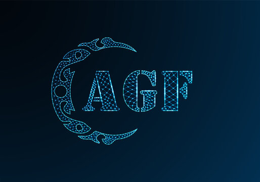 Low poly letter logo AGF design. AGF letter logo low poly vector design on blue color gradient background. AGF logo low poly design