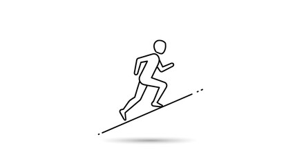 Fototapeta premium Running athlete runner sport fitness exercise workout training climb uphill slope silhouette vector icon