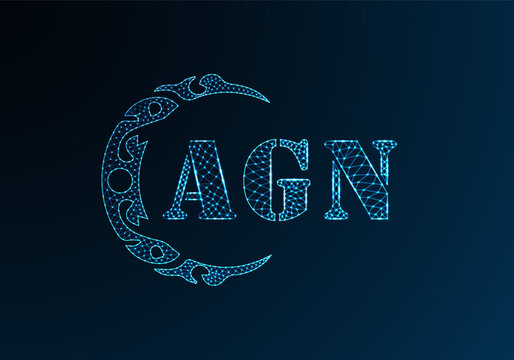 Low poly letter logo AGN design. AGN letter logo low poly vector design on blue color gradient background. AGN logo low poly design