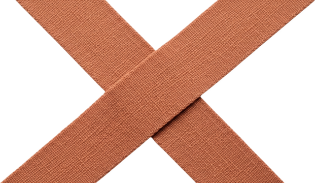 Close Up View Of Two Woven Fabric Straps Forming An X Shape Against A Transparent Background Isolate