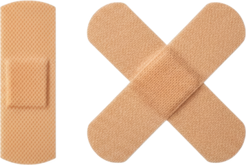 Two adhesive bandages one vertical one crossed isolate plaster medical