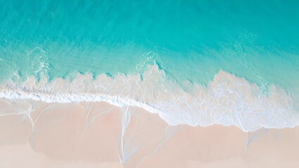 Aerial view of tropical beach with turquoise water and white sand beach background