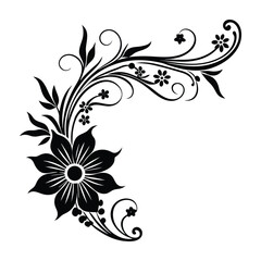 artistic corner flourish with detailed flower.