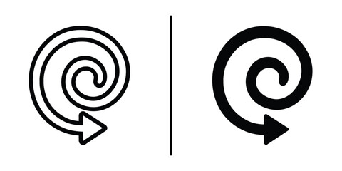 Spiral Arrow Designs: Two stylized spiral arrow designs, one outlined and the other solid, are displayed, showcasing the elegant simplicity of motion and direction in graphical form.
