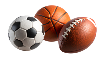  Dynamic Sports Equipment Composition  Ball Trio Cutout on Transparent PNG