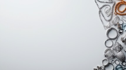 Fototapeta premium Elegant Display of Various Jewelry Pieces on Soft Background