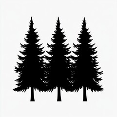 Obraz premium Three silhouette pine trees