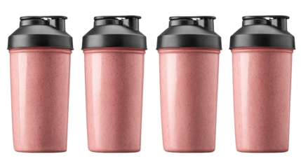 Hydration and fitness, four pink reusable water bottles for a healthy lifestyle four