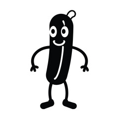 A minimalist icon illustration of a carton hotdog viewed funny character 