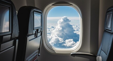 Fototapeta premium Airplane window view of cloudscape