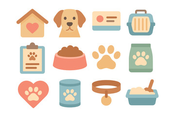 Pet care icons vector illustration - flat style design for infographic and print