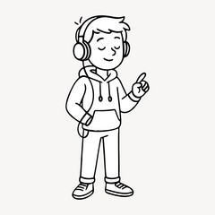 Obraz premium Cartoon character listening music.