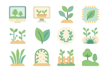 Aquatic and garden elements vector illustration - flat design for web and print