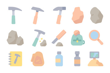 Minimalist geology icon set vector illustration for educational and scientific design