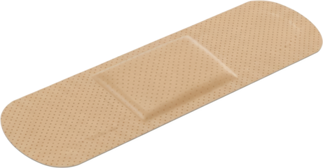 Close up of a flesh colored adhesive bandage with a gauze pad isolate plaster