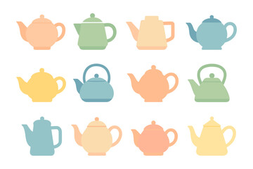 Minimalist teapot icons vector illustration - flat design for kitchen decor and app ui