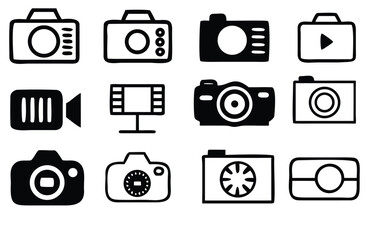 Camera icon set. Take photo and video camera icons collection.
