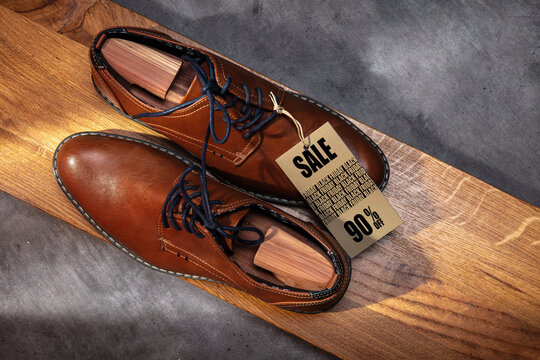 Leather Shoes with Black Friday Sale Tag &ndash; 90% Off Discount