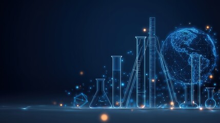 Fototapeta premium Vector Science Technology Background with Glowing Blue Elements for Education, Laboratory Research, and AI Innovation