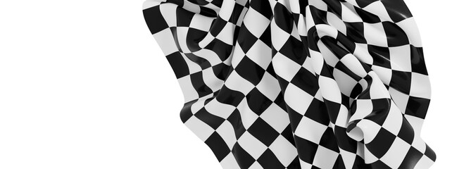 High-resolution image of a checkered flag dramatically draped. Perfect for racing, sports, and competition themes.