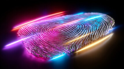 Neon Cyber Security Fingerprint Scanner
