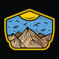 Mountain Wildlife Vintage Emblem Sticker Vector Design Outdoor Vector
