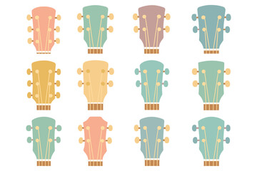 Retro acoustic guitars vector illustration for music posters and prints in flat style
