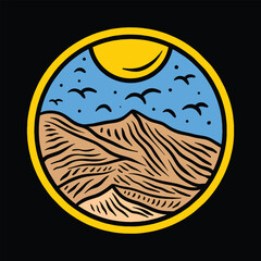 Mountain Wildlife Vintage Emblem Sticker Vector Design Outdoor Vector