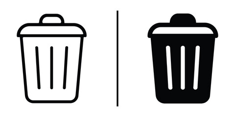 Trash Can Icons: The stark contrast between the simple, yet impactful, visual representation of a trash can as a universal symbol of disposal and waste management