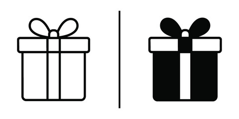 Gift Box Icon: A simple yet elegant illustration of a present, split in two with a minimalistic design, highlighting its core essence with a bow.