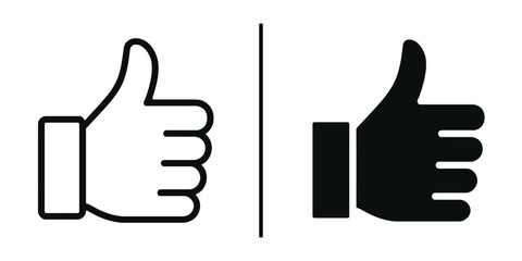 Thumb Up Illustration: Minimalist Illustration showing both light and dark hand indicating like, approval, and positive feedback 