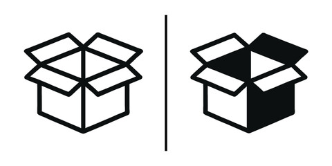 Open Box Graphic: A minimalist graphic of an open box, symbolizing shipment, and delivery on a white background.