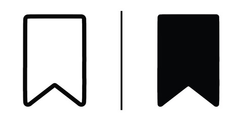 Bookmark Icon: A minimalist illustration showcases two contrasting bookmark icons, one with a clean outline, the other filled with solid black, separated by a vertical line.