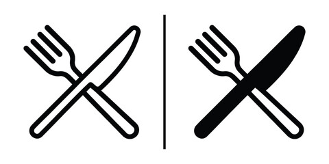 Fototapeta premium Fork and Knife Icon: A minimalistic depiction of a crossed fork and knife, illustrating the core tools for dining, perfect for food-related concepts.