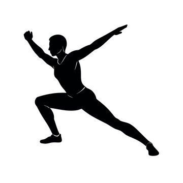 Person performing controlled side lunges with posture silhouette Art Vector illustration