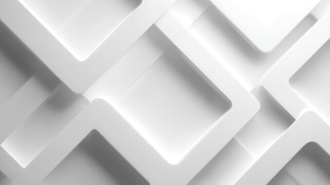 White squares interlocking with precision, generating minimalist geometric pattern, revealing clean architectural lines and contemporary visual depth for design backgrounds