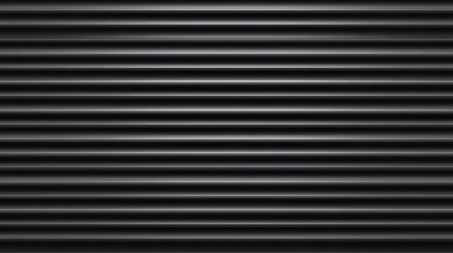 Horizontal ridges in dark corrugated metal surface create a pattern of repeating lines and shadows, forming an abstract textured background with industrial aesthetic - Powered by Adobe