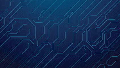 Circuit board background in blue, ideal for technology, computing, and digital concepts. Futuristic design with data flow. Vector EPS10.