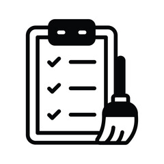 Trendy glyph style icon of house cleaning list