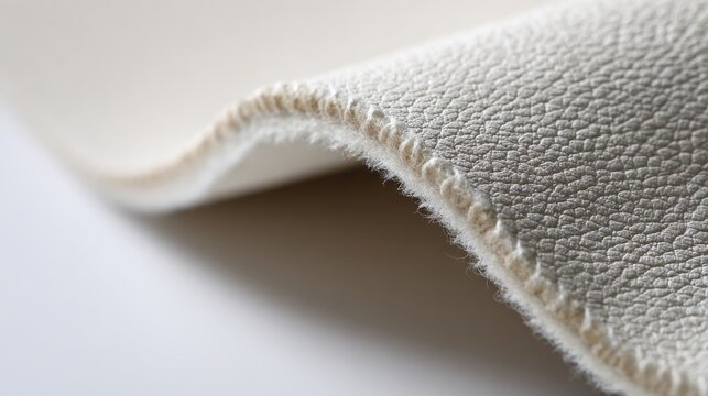 Beige leather close up revealing supple texture, delicate stitching, showcasing premium craftsmanship and refined material quality