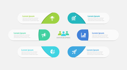 6 Steps Rounded Rectangle Infographic Design