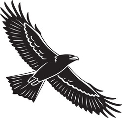 Obraz premium Black and White Silhouette of a Flying Seagull Bird Illustration Isolated on White Background