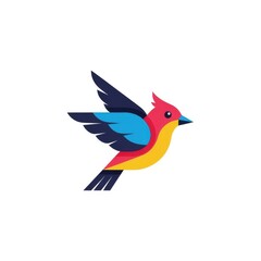 Obraz premium Colorful stylized bird in flight, vibrant design, simple illustration.