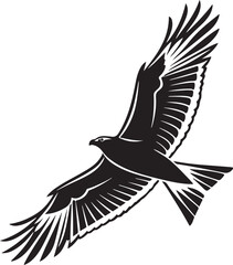 Obraz premium Black and White Silhouette of a Flying Seagull Bird Illustration Isolated on White Background