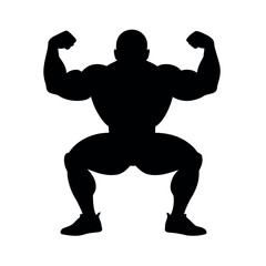 Fototapeta premium Athlete performing powerlifting squat with barbell silhouette Art Vector illustration