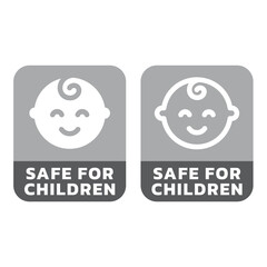 Safe for children vector label. Approved for child usage product.