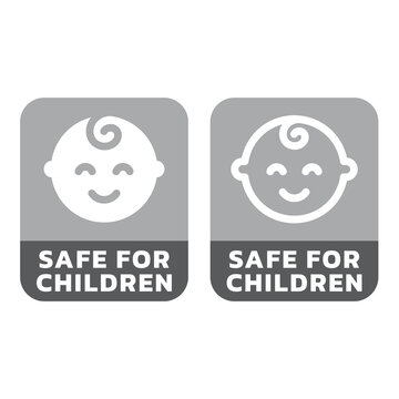 Safe for children vector label. Approved for child usage product.