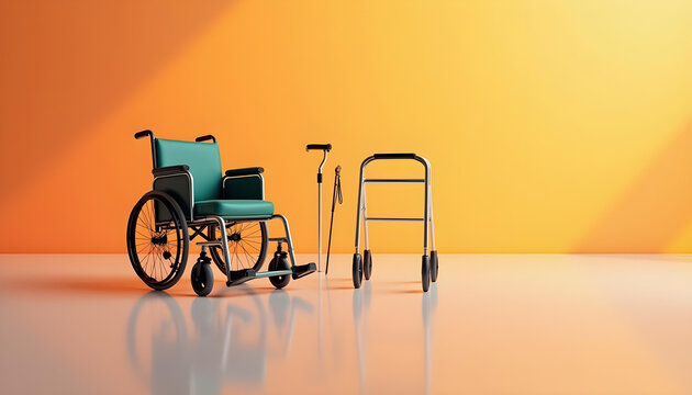 Teal wheelchair walker cane mobility aid assistance